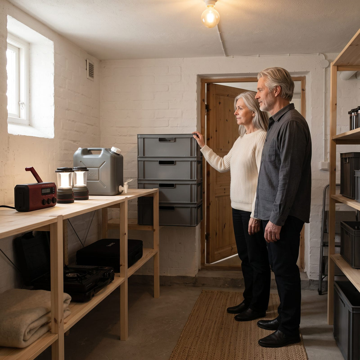 Beredskapslåda Premium för Hela Hushållet med Radio, Belysning, Vatten och Matlagning utan El, Vår Mest Kompletta Låda