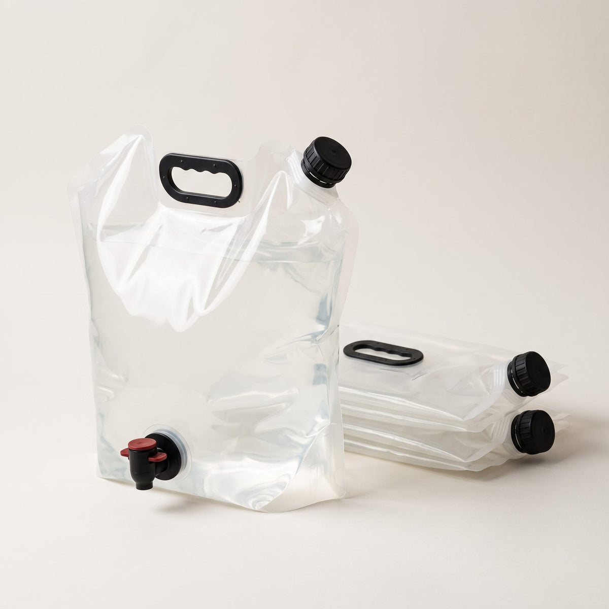 Hopfällbara Vattenbehållare 10 Liter med Kran för Förvaring och Transport, 3-pack