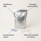 Mylarpåsar med Syreabsorbenter och Etiketter för Långtidsförvaring av Ris, Pasta och Torrvaror, Komplett Kit