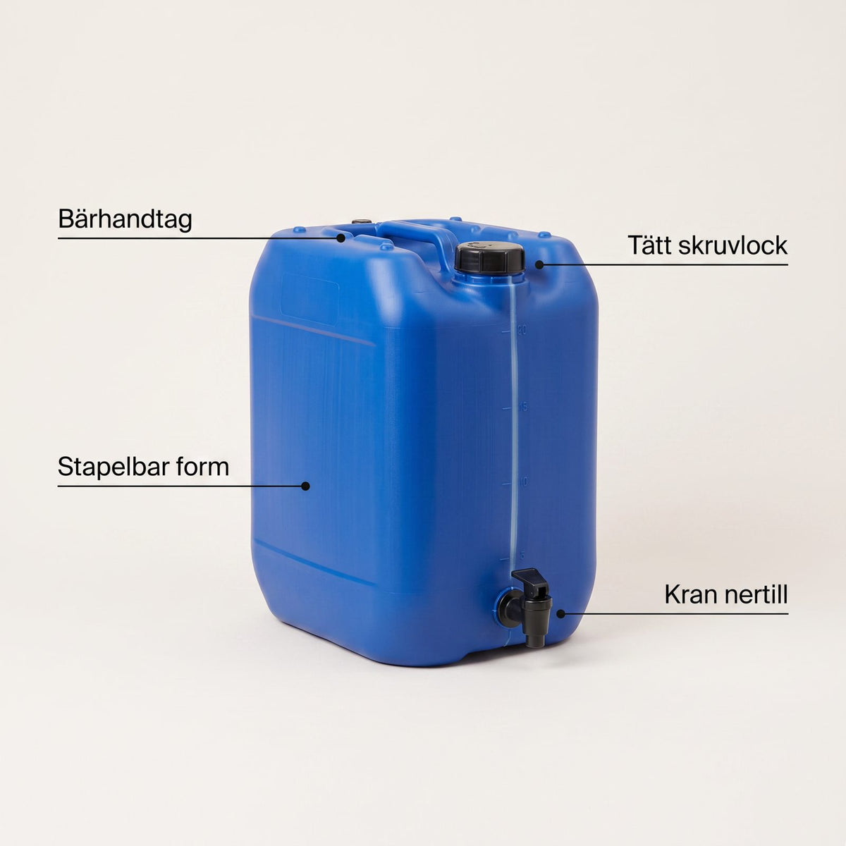 Vattendunk 20 Liter med Kran och Bärhandtag för Hemförråd och Sommarstuga, BPA-fri