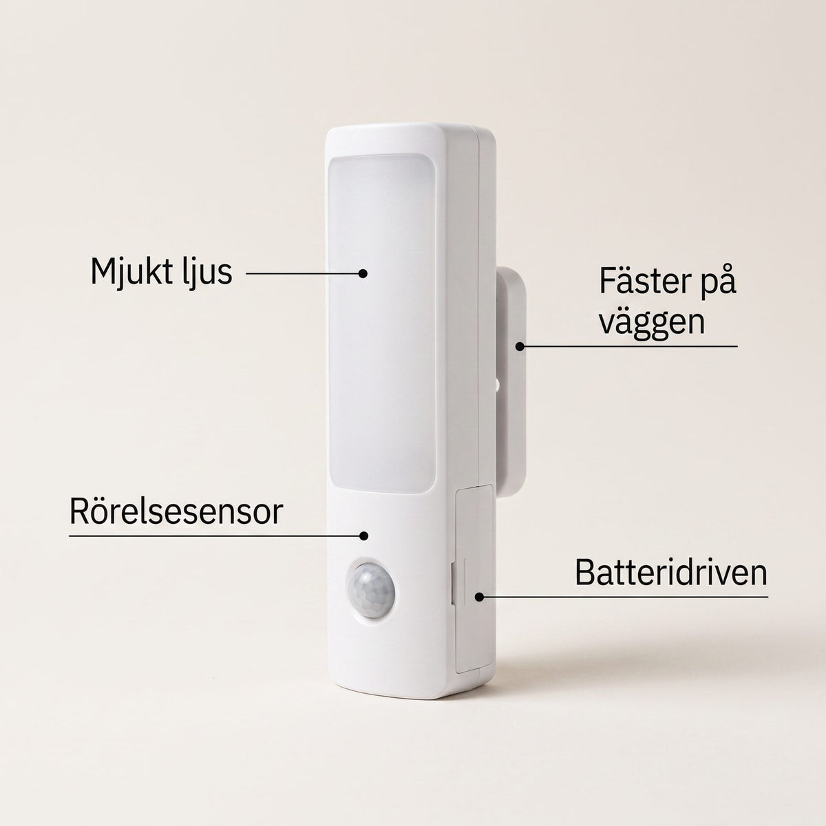 Nödbelysning med Rörelsesensor och Batteridrift för Hall, Trappa och Nattlig Väg till Köket, Sladdlös