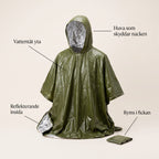 Nödponcho i Mylar, Vattentät och Termisk för Regn och Kyla vid Bilhaveri och Utflykt, Med Huva