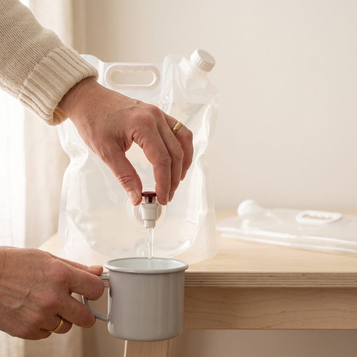 Hopfällbara Vattenbehållare 10 Liter med Kran för Förvaring och Transport, 3-pack