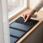 Hopfällbar Solpanel 21 W med USB för Laddning av Mobil och Powerbank Utan El, Väderskyddad