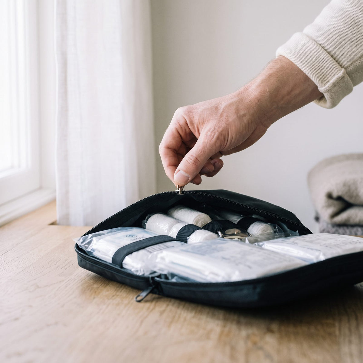 Första Hjälpen-kit Premium med Nödfiltar och Väska för Hemmet, Bilen och Utflykten, Komplett Innehåll