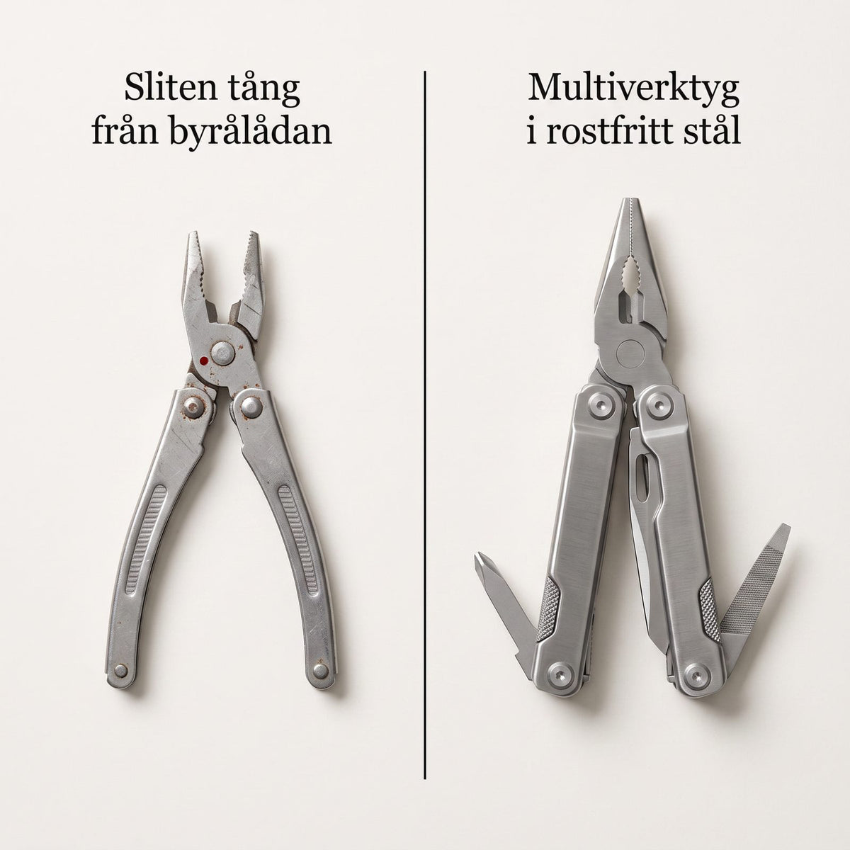 Multiverktyg i Rostfritt Stål med 7 Funktioner och Tång för Bilen, Stugan och Ryggsäcken, Hopfällbart Fickformat