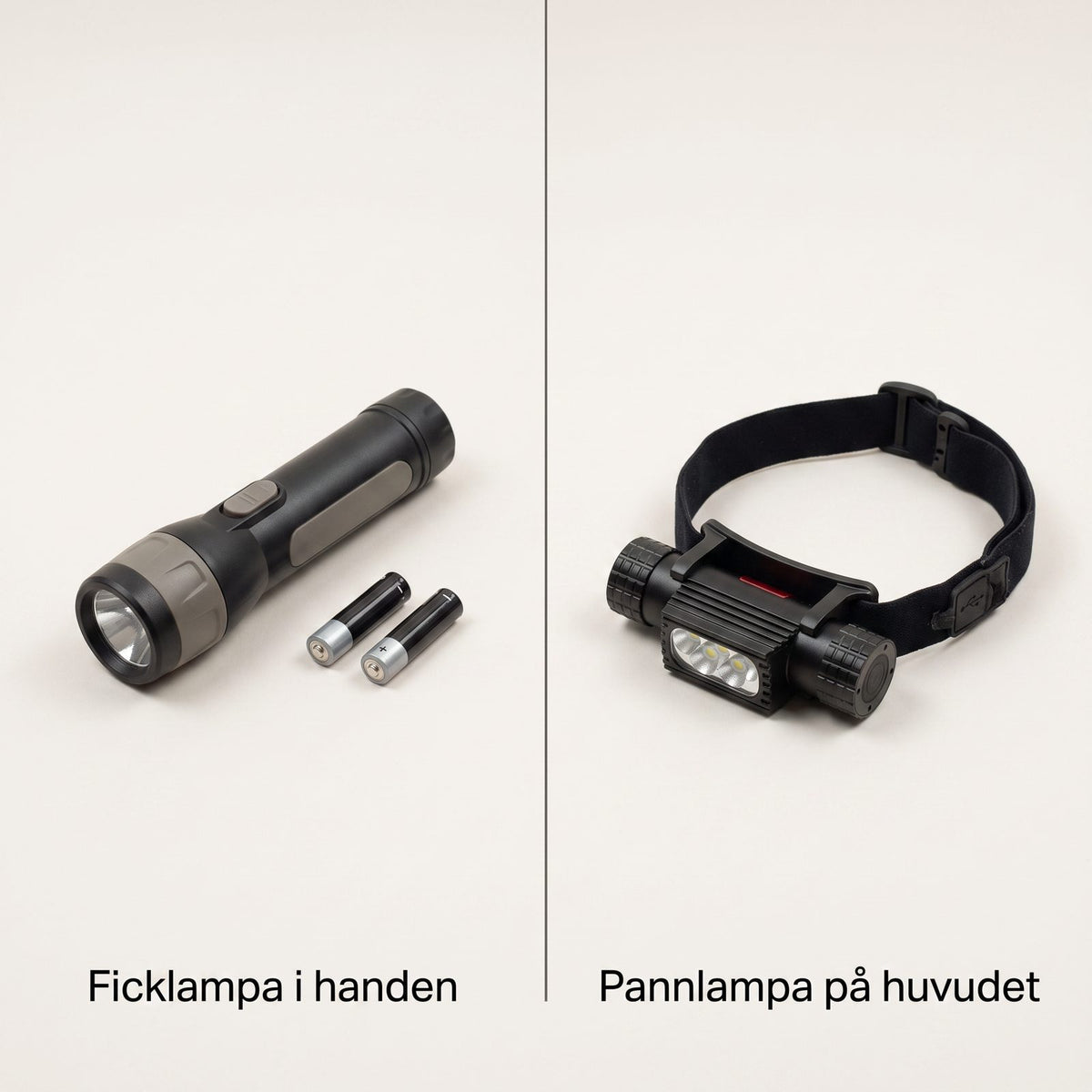 LED-pannlampa med Uppladdningsbart Batteri och USB-laddning för Mörka Kvällar och Arbete med Båda Händerna, 2000 mAh