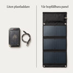Hopfällbar Solpanel 21 W med USB för Laddning av Mobil och Powerbank Utan El, Väderskyddad