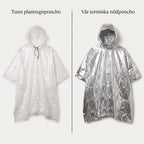 Nödponcho i Mylar, Vattentät och Termisk för Regn och Kyla vid Bilhaveri och Utflykt, Med Huva