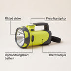 Uppladdningsbar Ficklampa med Flodljus och Handtag för Tomten, Bilen och Mörka Vägar, USB-laddning