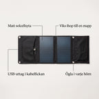 Hopfällbar Solpanel 21 W med USB för Laddning av Mobil och Powerbank Utan El, Väderskyddad