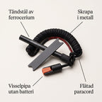 Eldstartarkit med Tändstål, Paracord och Visselpipa för Stugan, Utflykten och Beredskapslådan, Kompakt Format