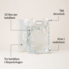 Hopfällbara Vattenbehållare 10 Liter med Kran för Förvaring och Transport, 3-pack