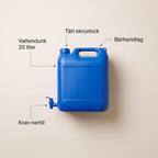 Vattendunk 20 Liter med Kran och Bärhandtag för Hemförråd och Sommarstuga, BPA-fri