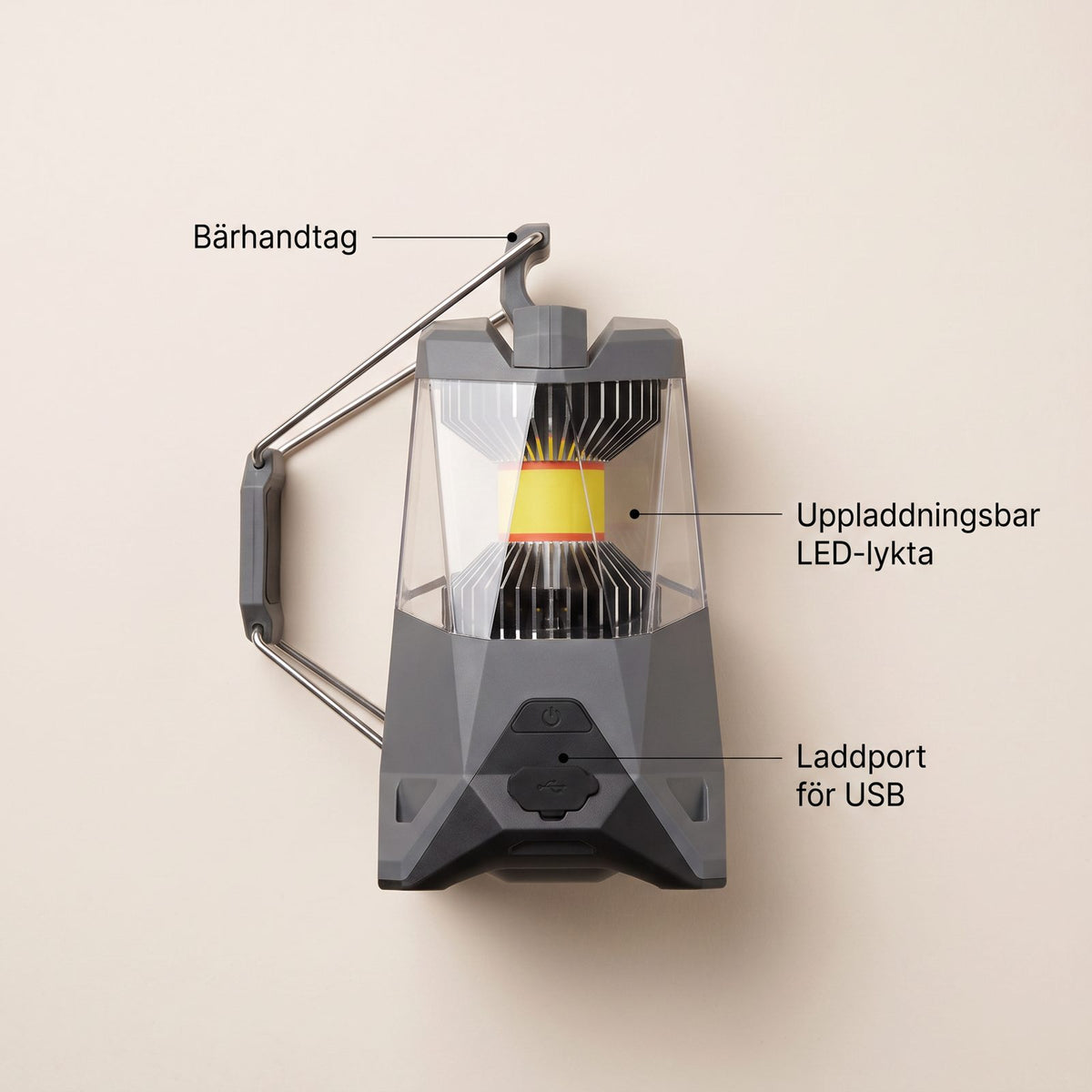 Uppladdningsbar LED-lykta med Dimmer och Bärhandtag för Uteplats, Middagsbord och Kvällar utan El, Sladdlös