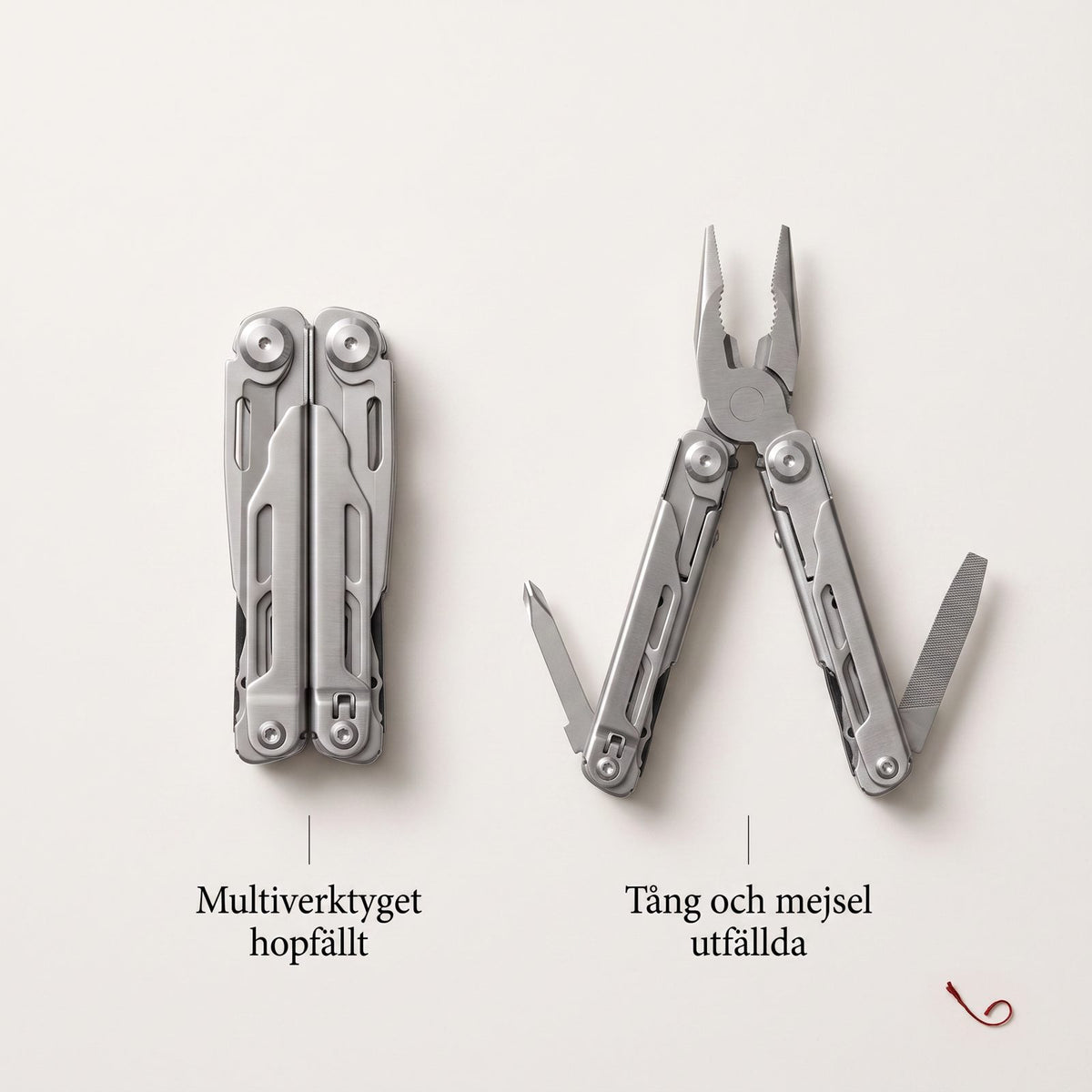 Multiverktyg i Rostfritt Stål med 7 Funktioner och Tång för Bilen, Stugan och Ryggsäcken, Hopfällbart Fickformat