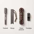 Eldstartarkit med Tändstål, Paracord och Visselpipa för Stugan, Utflykten och Beredskapslådan, Kompakt Format