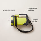 Uppladdningsbar Ficklampa med Flodljus och Handtag för Tomten, Bilen och Mörka Vägar, USB-laddning