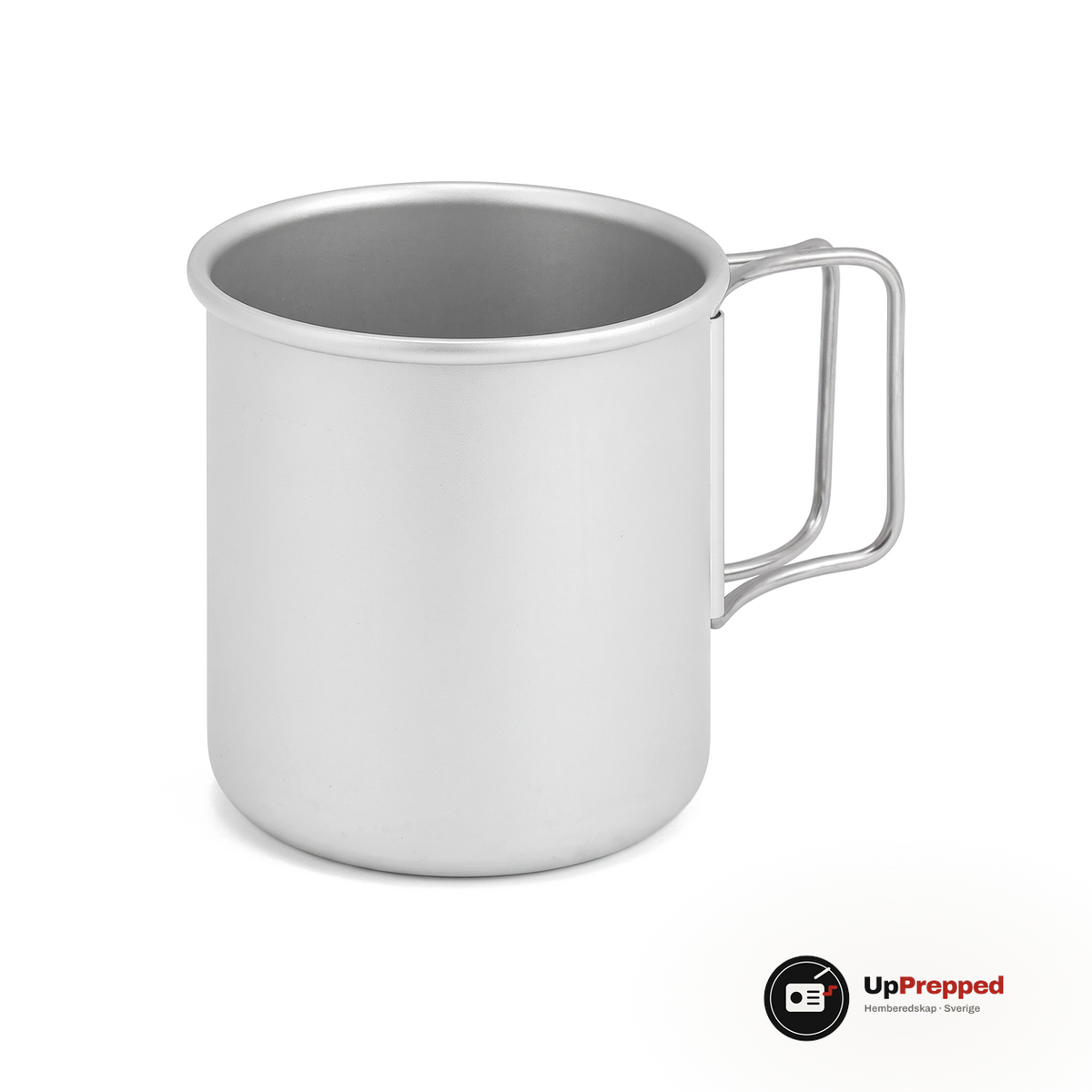 Aluminiummugg med vikbart handtag, silver, packshot