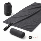 Mikrofiberhandduk 76 × 152 cm, grå, packshot