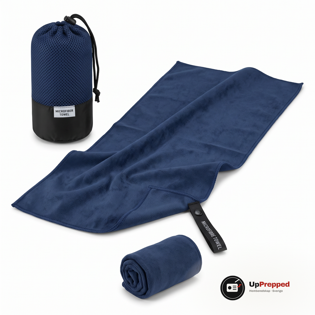 Mikrofiberhandduk 76 × 152 cm, marinblå, packshot