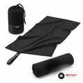 Mikrofiberhandduk 76 × 152 cm, svart, packshot