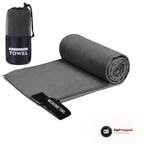 Mikrofiberhandduk 40 × 80 cm, grå, packshot