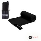 Mikrofiberhandduk 40 × 80 cm, svart, packshot