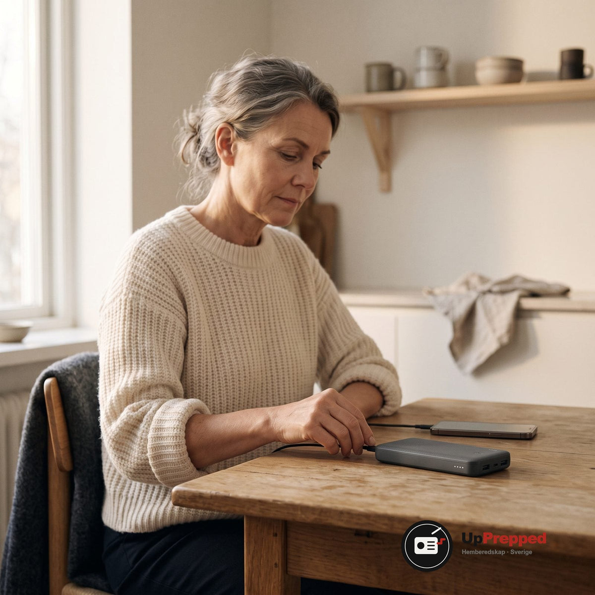 Powerbank 10 000 mAh med USB-C och Snabbladdning för Mobil och Pannlampa vid Strömavbrott