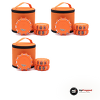 Nio magnetiska LED varningsljus och tre orange förvaringsväskor, packshot