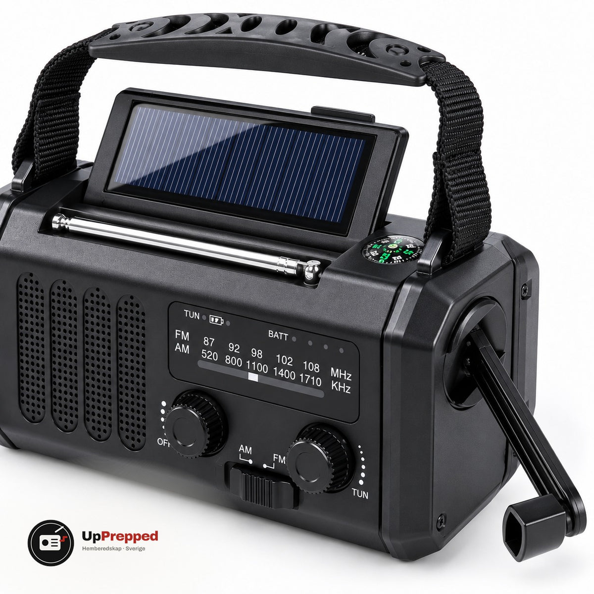 Vevradio Pro med Solcell, Powerbank och Ficklampa för Strömavbrott och Sommarstugan, 10 000 mAh