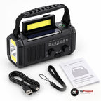 Vevradio Pro med Solcell, Powerbank och Ficklampa för Strömavbrott och Sommarstugan, 10 000 mAh