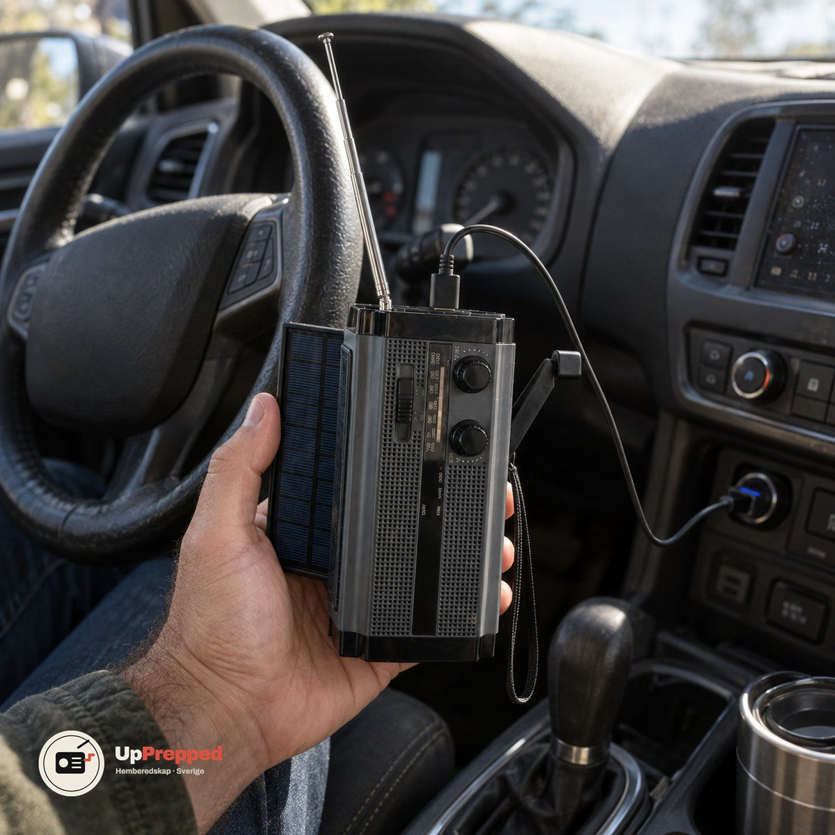 Vevradion laddas via bilens USB-uttag